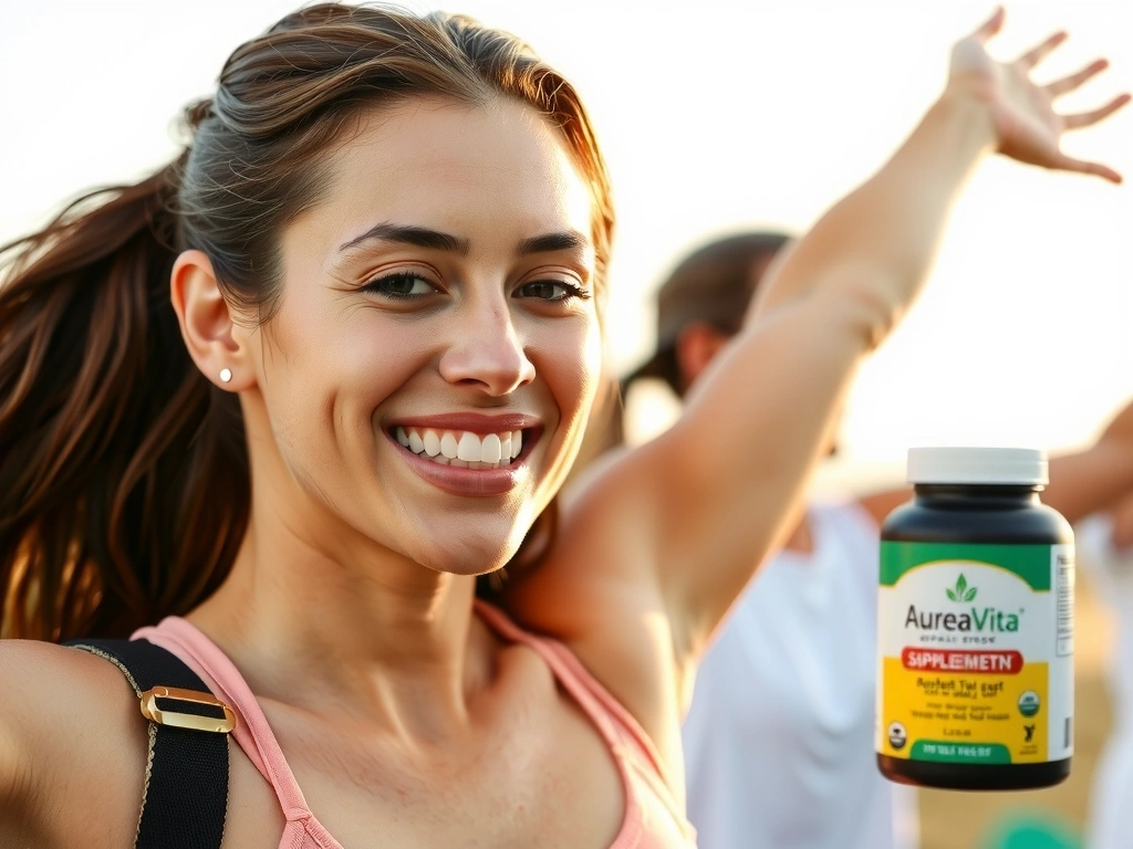 Femeie zâmbind, plină de energie datorită suplimentelor Aureavita